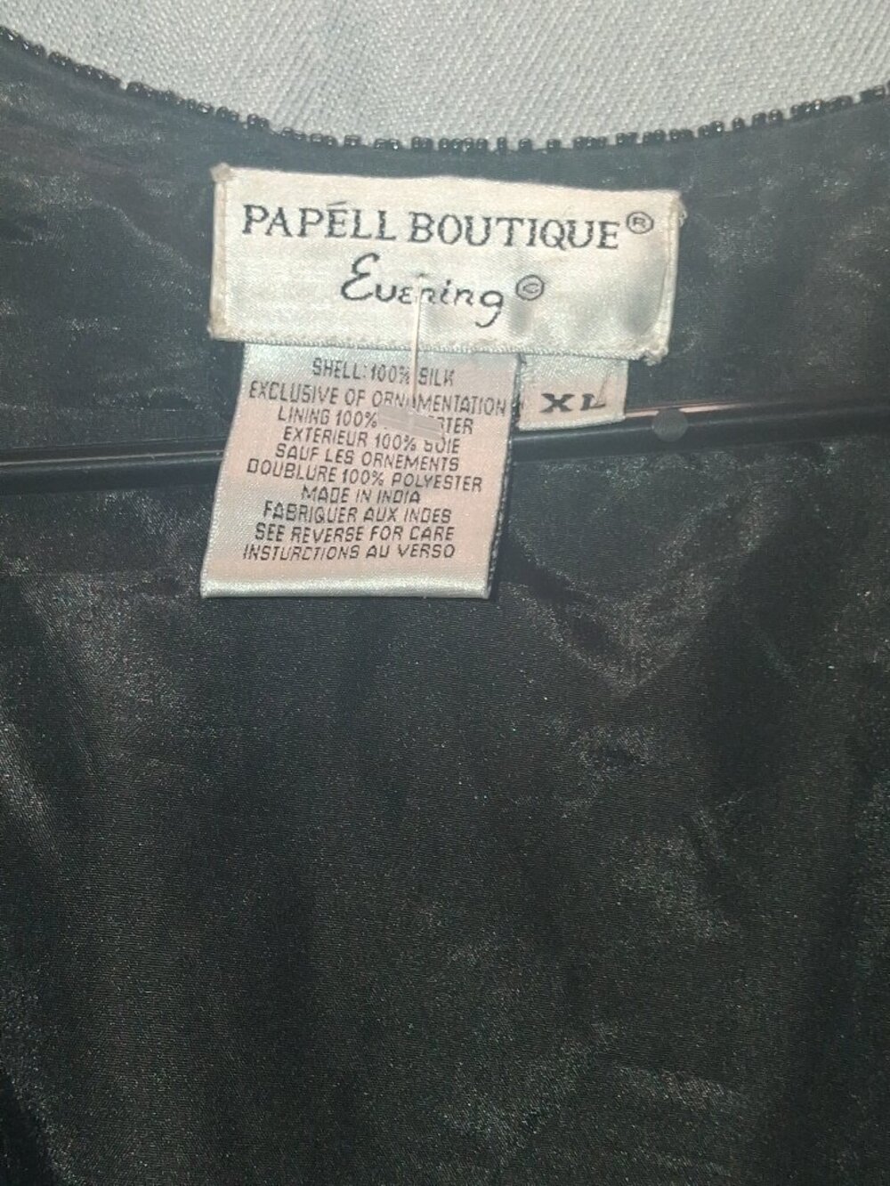 Papell Boutique Evening Beaded Silk Sequin Open Front Jacket XL